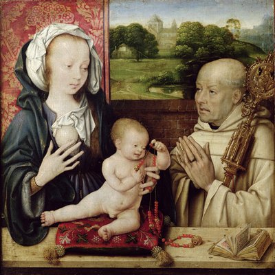The Virgin and Child worshipped by St. Bernard by Joos van Cleve